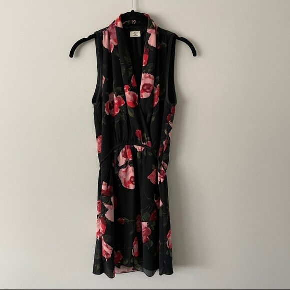ARITZIA Wilfred Sabine Black Floral Babydoll Dress Womens XXS - Picture 2 of 7